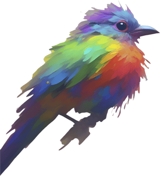 Colorful Flying Bird Painting Clipart with Impressionist Design. . png