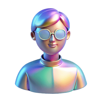 extraordinary modern Holographic Guide Avatar Transparent Background Isometric View high quality png