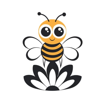 Cartoon Bee Smiling With Large Eyes And Antennae vector