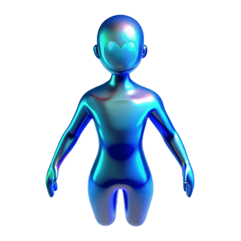 serene artistic Holographic Projection Human Figure Blue Light Cutout authentic png