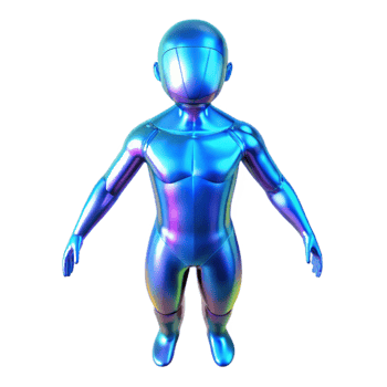 serene contemporary Holographic Projection Human Figure Blue Light Cutout exclusive png