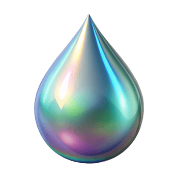 extraordinary creative Holographic Water Droplet Transparent Background authentic png