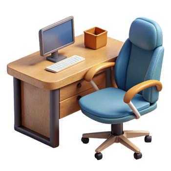 magnificent artistic Home Office Desk with Window View Isolated high quality png