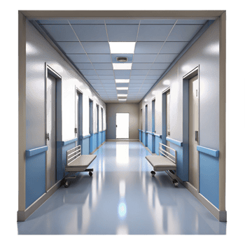 magnificent rustic Hospital Corridor Empty View Transparent Background detailed png