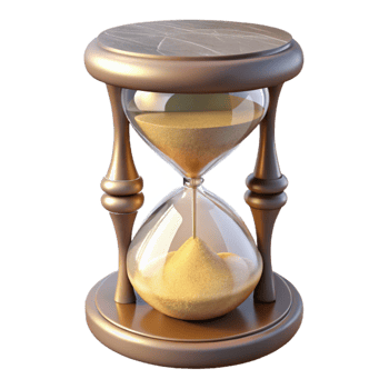beautiful vintage Hourglass Full Sand Side Angle Isolated original png