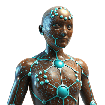 impressive contemporary Human Body with Nanotech Network Cutout Element detailed png