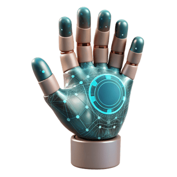 elegant contemporary Human Hand Interacting with Ai Hologram Front View Isolated png
