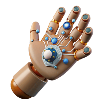 beautiful rustic Human Hand Manipulating Digital Data with Ai Assistance high quality png