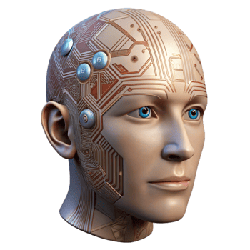 elegant creative Human Head with Circuitry Overlay Isolated high quality png