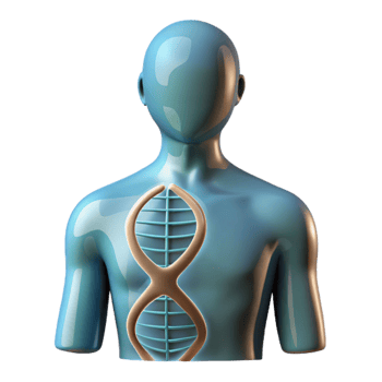 impressive classic Human Silhouette with Dna Strand Overlay Cutout detailed png