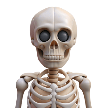 vibrant vintage Human Skeleton Front View Isolated Element detailed png