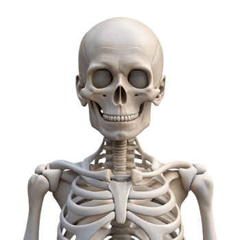 serene classic Human Skeleton Front View Isolated Element png