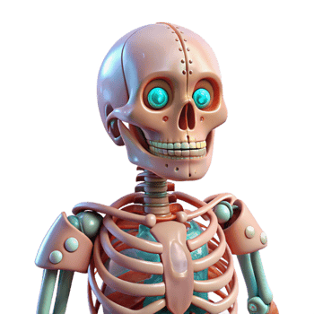 beautiful traditional Human Skeleton with Nanotech Enhancements Cutout Element original png