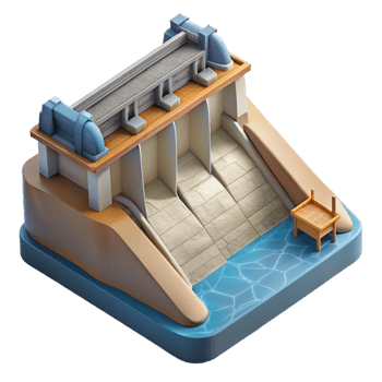 extraordinary vintage Hydroelectric Dam Top View Cutout genuine png