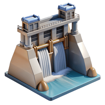 beautiful traditional Hydroelectric Dam Water Release Gates Open Isolated Element detailed png