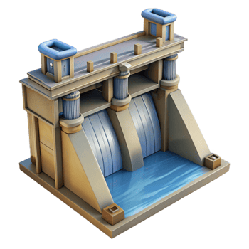 wonderful creative Hydroelectric Dam Water Release Gates Open Isolated Element png