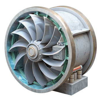 dramatic classic Hydroelectric Turbine Cross Section Transparent high quality png