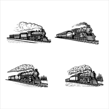 Locomotive Dreams on Steel Tracks vector