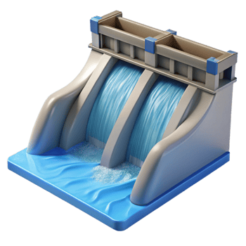 vibrant artistic Hydropower Dam Water Flow Close Up Cutout png