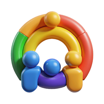 serene vintage Inclusive Community Icon Transparent Background Rainbow Colors professional png