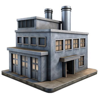 magnificent vintage Industrial Building Design Grey Tones Transparent Background detailed png