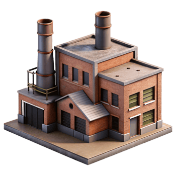 extraordinary traditional Industrial Building Complex Side Angle Isolated original png