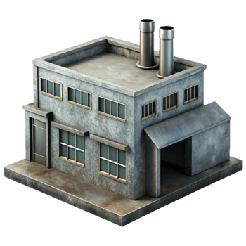 stunning modern Industrial Building Design Grey Tones Transparent Background premium png