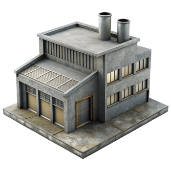 stunning artistic Industrial Building Design Grey Tones Transparent Background genuine png
