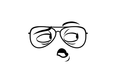Cartoon character with glasses giving a quirky sideward look and expressive eyes vector