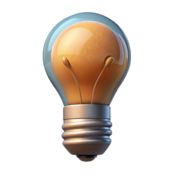 magnificent artistic Inspiration Light Bulb Cutout with Glowing Filament and Transparent Background detailed png