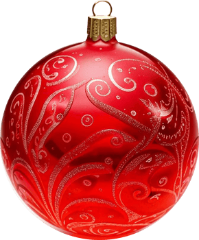 Beautiful and Elegant Red Christmas Ornament adorned with Decorative Swirls and Patterns png