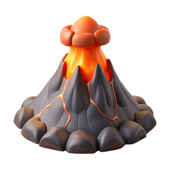 vibrant artistic Invisible Volcano Cutout Erupting Lava professional png