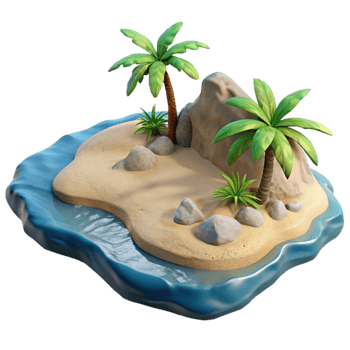 impressive vintage Island with Sandy Beach and Clear Water Cutout Element exclusive png