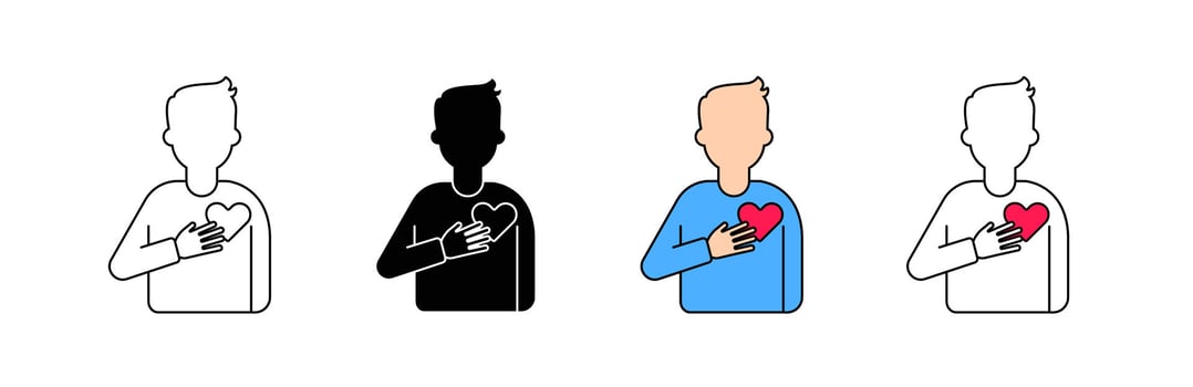 Diverse heart icons in different styles and colors showing affection and emotion vector