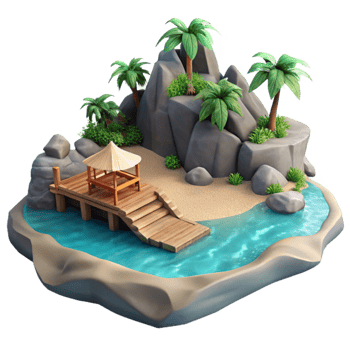 stunning modern Island with Secluded Cove and Calm Waters Cutout exclusive png