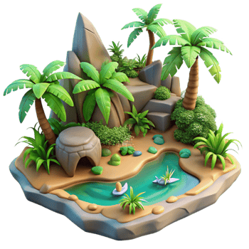 extraordinary modern Island with Tropical Jungle and Wildlife Cutout exclusive png