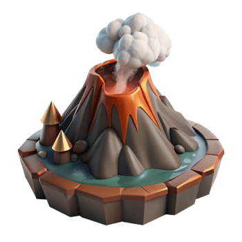 stunning minimalist Island with Volcanic Hot Springs and Steam Isolated professional png