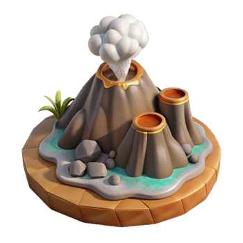 vibrant abstract Island with Volcanic Hot Springs and Steam Isolated high resolution png