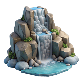 serene classic Isolated Waterfall Cascading Down Rocks authentic png