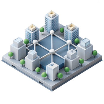 magnificent modern Isometric Cityscape Network Isolated on White premium png