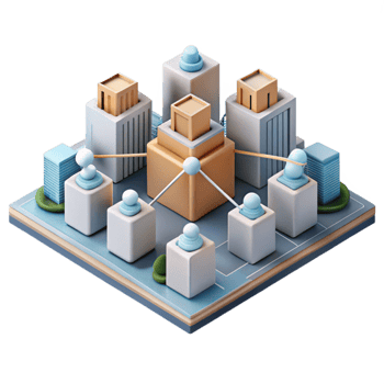 vibrant traditional Isometric Cityscape Network Isolated on White high resolution png