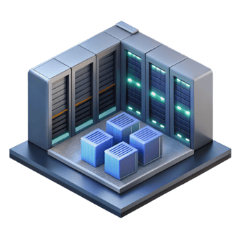 magnificent minimalist Isometric Data Center Server Room Transparent Background authentic png