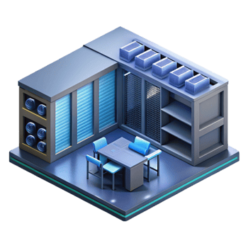 beautiful rustic Isometric Data Center Server Room Transparent Background png