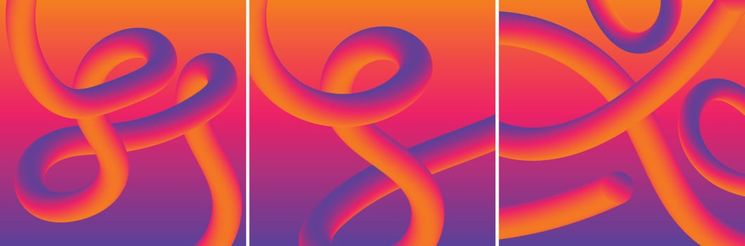 Abstract Gradient Shapes Set. Graphic with Wavy Lines in Bright Colors. Colorful Fluid Wave Pattern vector