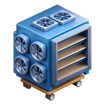 beautiful contemporary Isometric Server Rack with Cooling Fans Isolated Element png