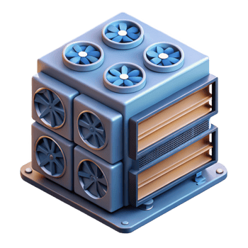serene modern Isometric Server Rack with Cooling Fans Isolated Element high quality png