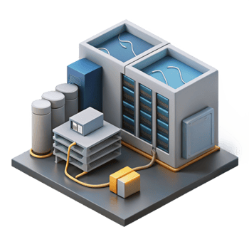 serene rustic Isometric Server Room with Cables Cutout exclusive png