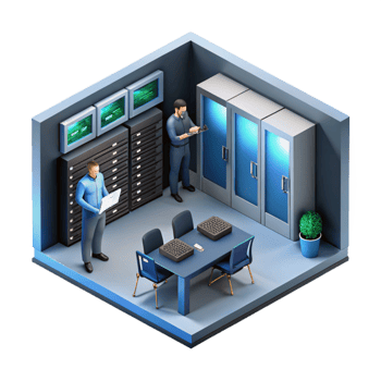 stunning abstract Isometric Server Room with Cables Cutout detailed png