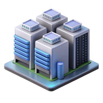 vibrant contemporary Isometric Virtual Data Center with Servers and Racks Isolated detailed png