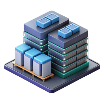 elegant minimalist Isometric Virtual Data Center with Servers and Racks Isolated exclusive png